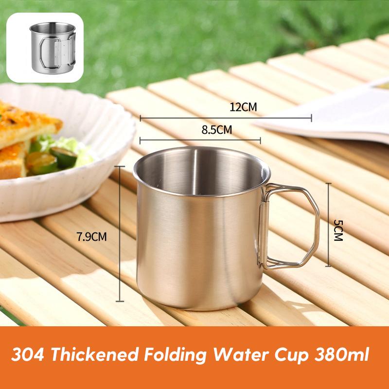 Camping Folding Cup Set 304 Stainless Steel High Quality Portable Cup Picnic Drinkware Set Water Bottles Outdoor Folding Cup Set