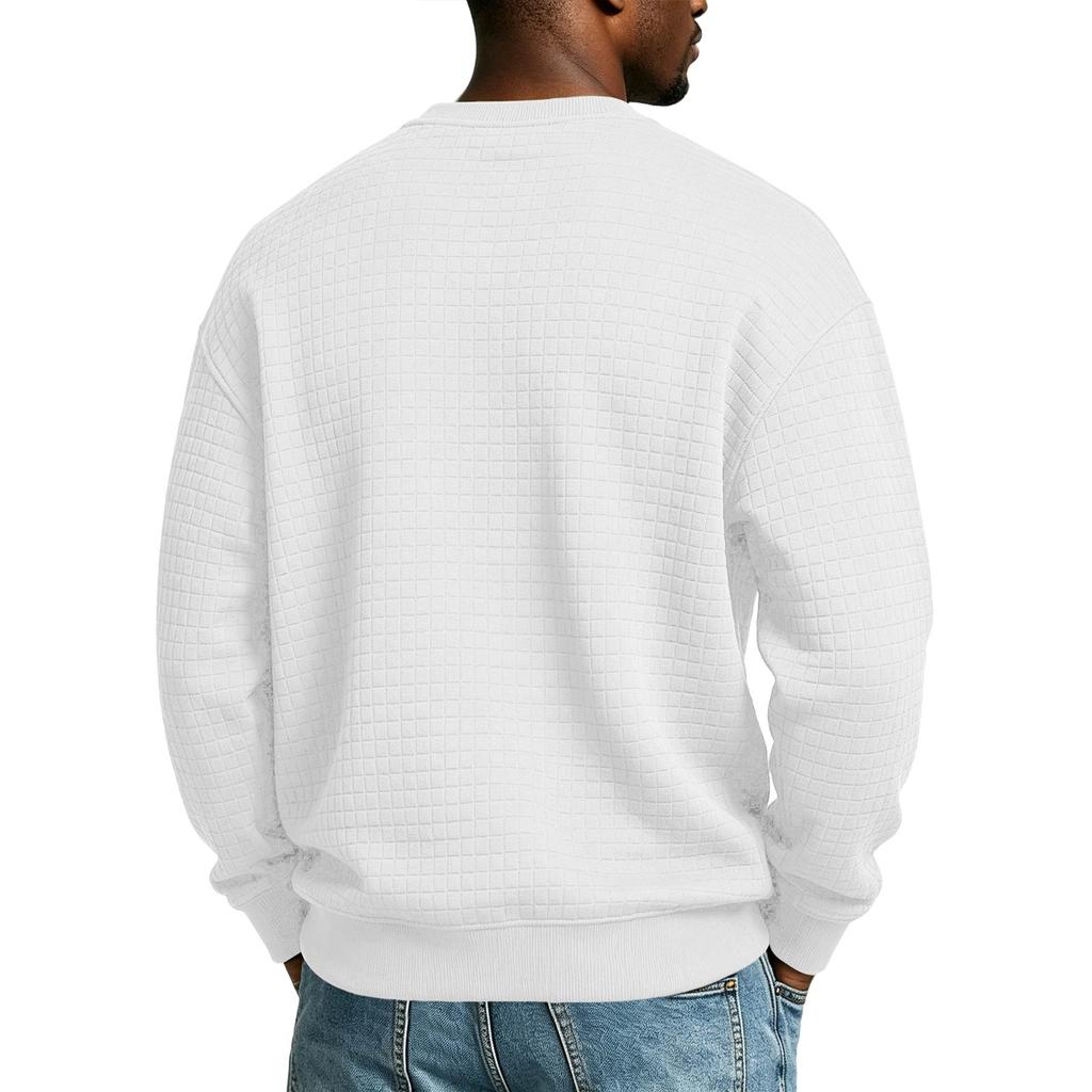 Herren Slim Fit Karo-Hals Langarm Top für Outdoor, Freizeit und Alltag