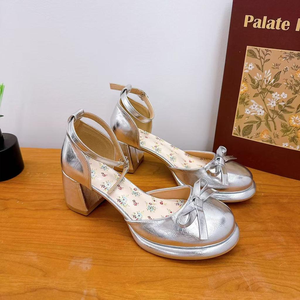 French Versatile Bag Head Thick Heel High Heels Women's New Summer Fashion Outer Wear Single Shoes Heightening Fairy Mary Jane Shoes