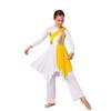 Girls Asymmetrical Hem Worship Dance Dress Elastic Waistband Pants Performance Set