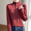 Design Color Button Semi-Turtleneck Sweater Spring New Wool Button Button Loose Knitted Top Bottoming Shirt