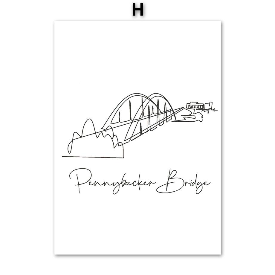 

Тадж-Махал Статуя Свободы Миланский собор линия настенные художественные принты холст живопись скандинавский постер Декор фотографии для гостиной A4 21X30cm No Framed