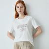 Kostengünstig einschließlich Maulbeerseide: Sommer-Rundhals-T-Shirt mit Buchstabenaufdruck, kurzärmelig, vielseitig, lässig, atmungsaktiv für Damen