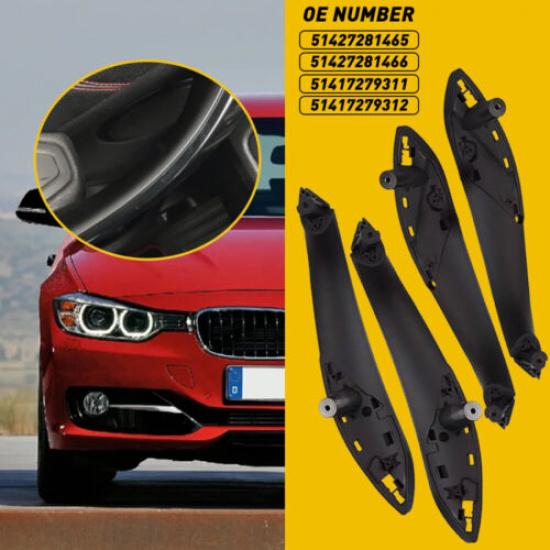 4Pcs Fit BMW 3/4 Series Black Rear Front Car Inner Door Pull Handle Armrest