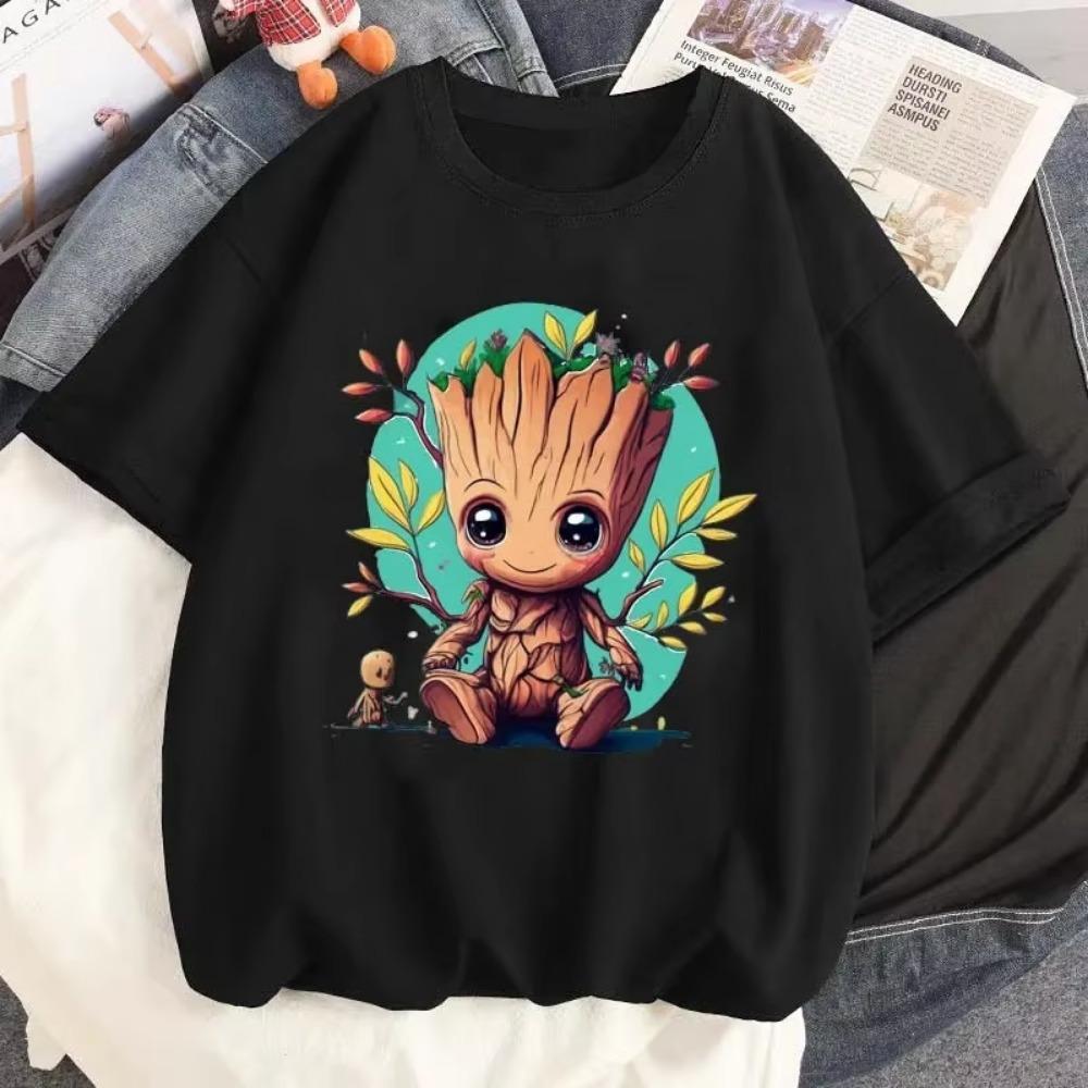 Modisches Niedliches Muster Bedrucktes T-Shirt Damen Casual Streetwear T-Shirt Sommer Damen Cartoon Rundhals T-Shirt
