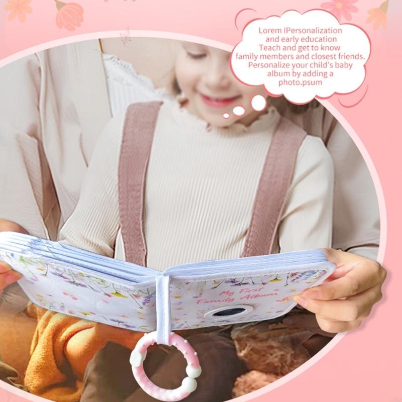 62KD Baby Showers Gift Photo Album Safe Mirror Soft Cloth Memory Book for Newborns Development