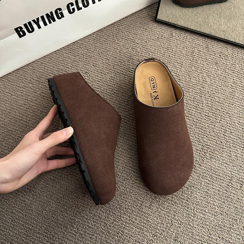 

Толстоподошвенные увеличивающие рост полушлепанцы с маленьким носком женские 2025 новая весна ретро стиль универсальные ленивые туфли Birken 40 темно-коричневого