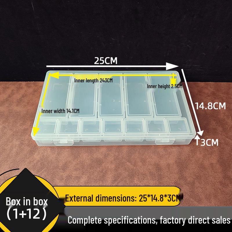 Nested Rectangular Compartment Box: Plastic Storage for Fishing Hooks and Screws