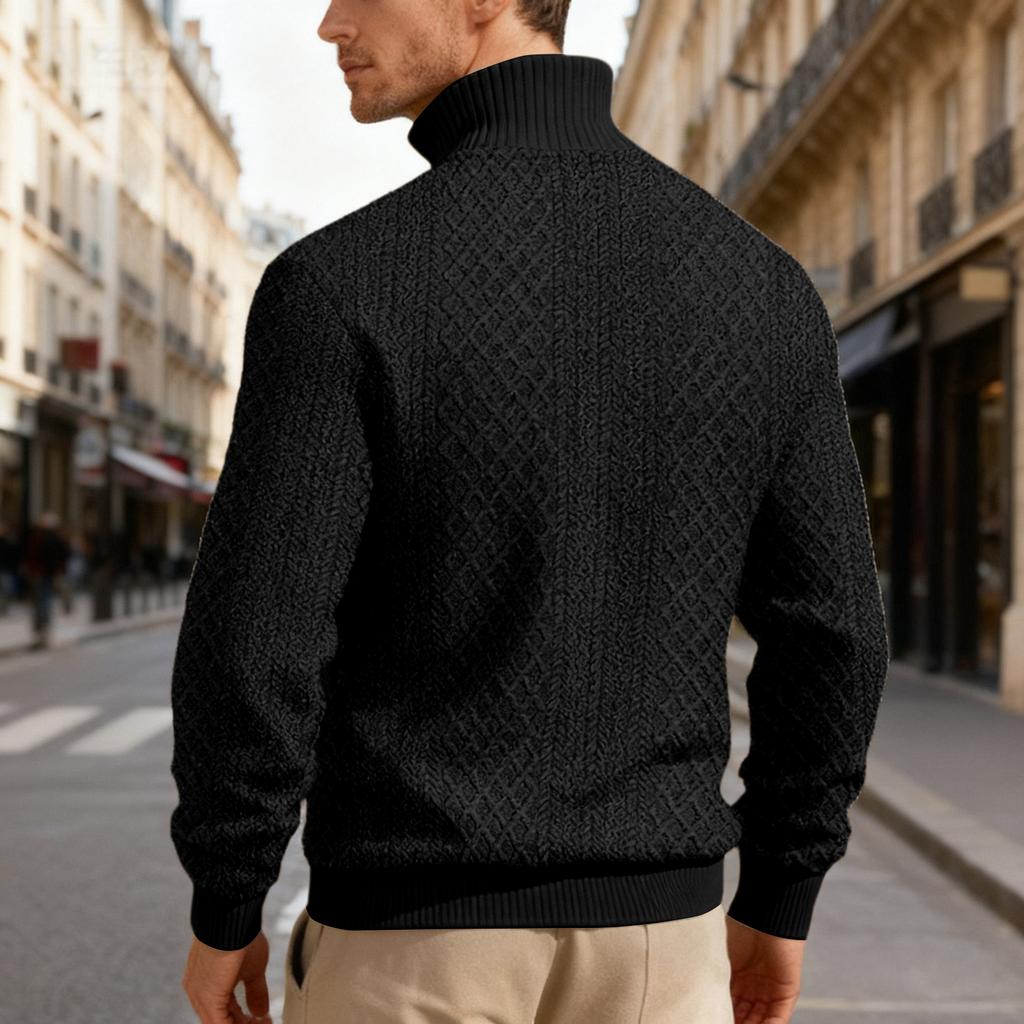 Men's Casual Loose Solid Color Outdoor Stand Up Collar Zipper Long Sleeved Texture Sports Sweatshirt