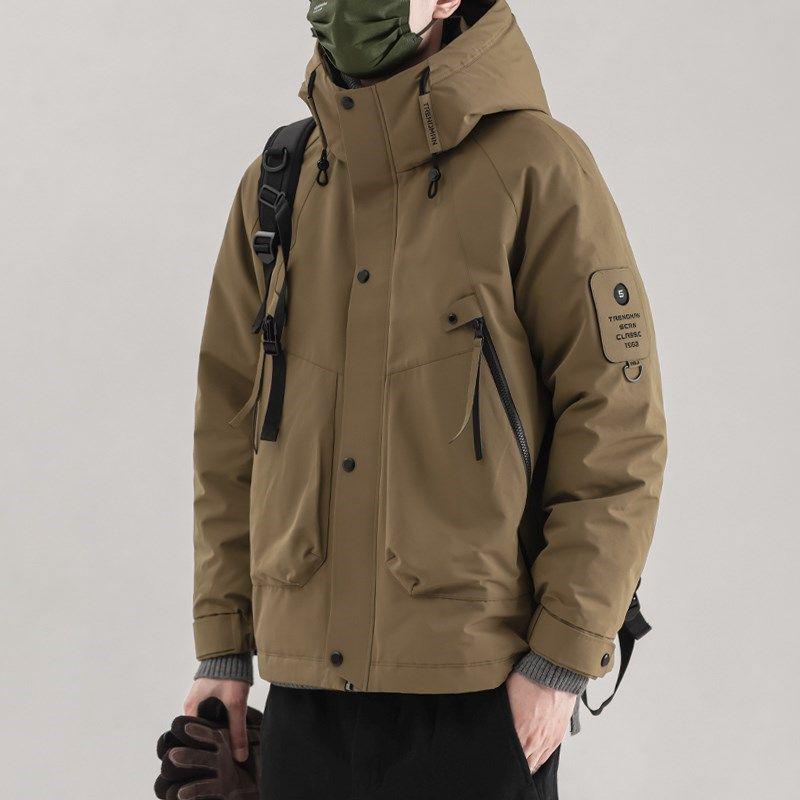 

Мужское короткое зимнее пальто из белого утиного пуха - Теплое, Толстое, Модное и Защищающее от непогоды 3XL (160-175 Jin) кофейный/какао