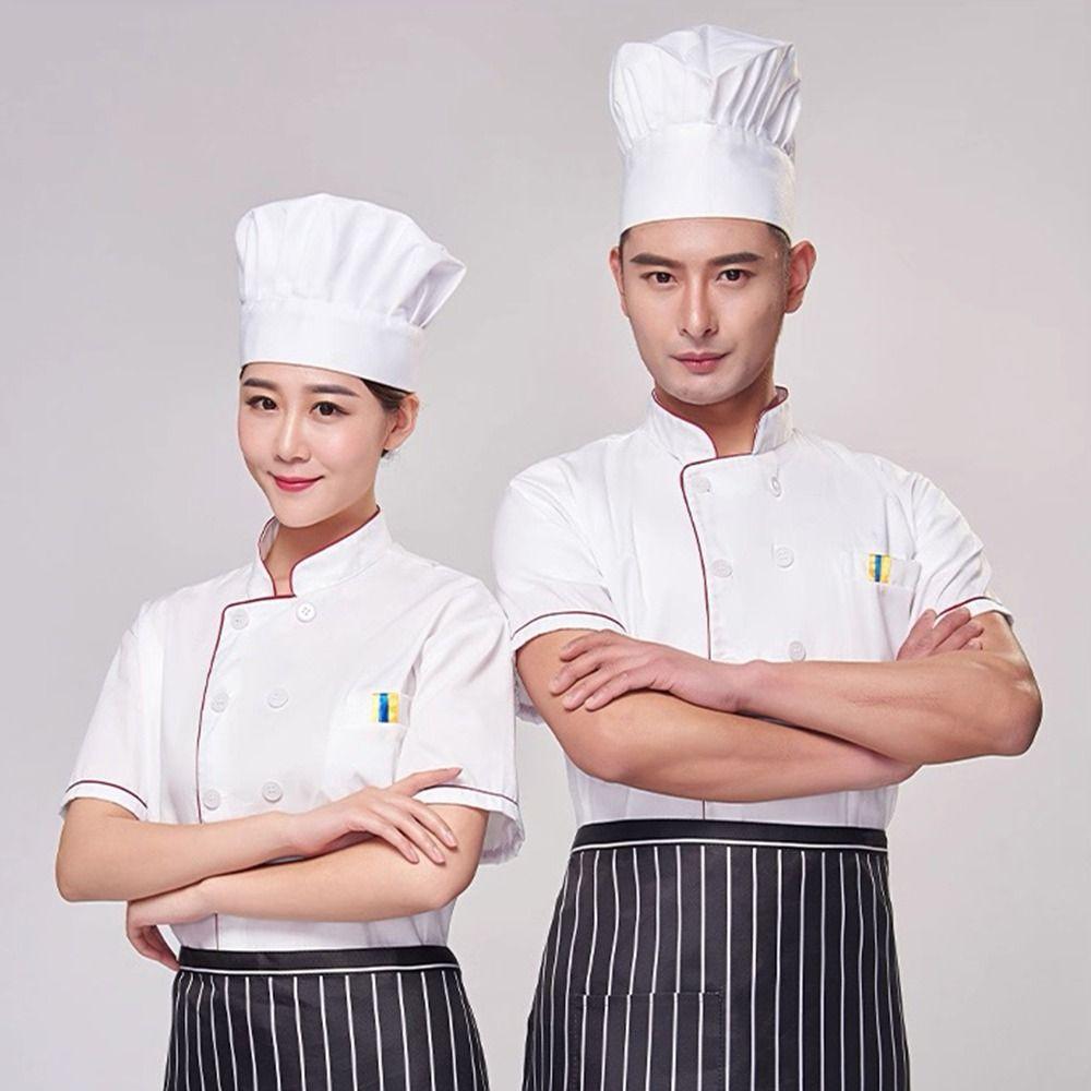 Uniforme de Chef Unisexe Manches Courtes Longues Uniforme de Travail Nouvelle Salopette Restaurant