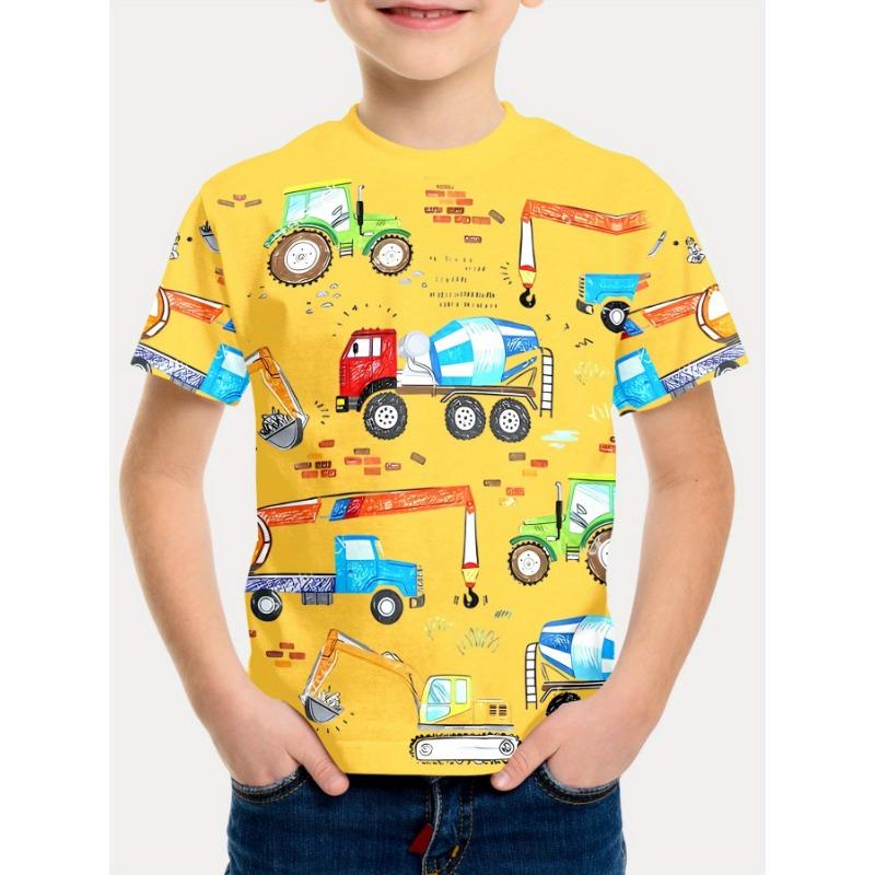 Summer Round Neck 3D Cartoon Pattern Printed T-shirts Fashionable Casual Short Sleeved Children's Boy T-shirts