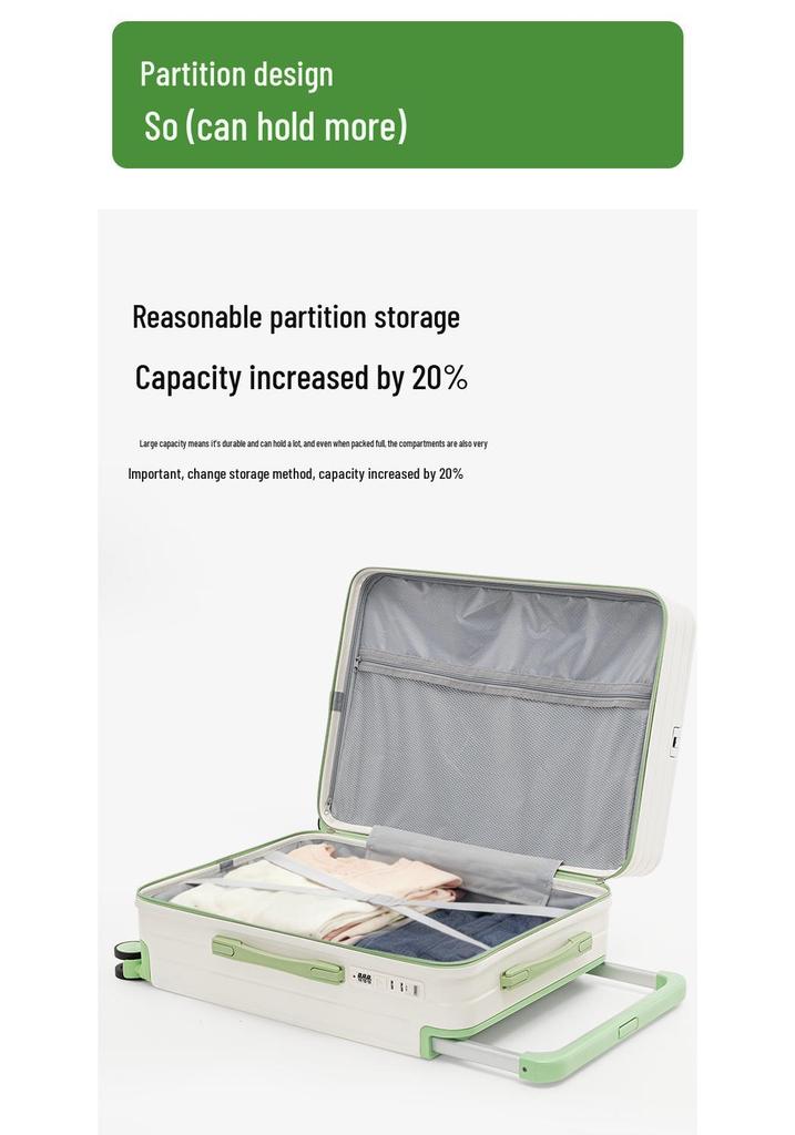 Women's Large Capacity Multifunctional Carry-on Suitcase with Wide Pull Rods and Universal Wheels for Students.