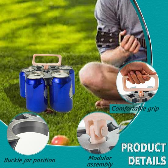 Rotating Can Holder for 6 Cans Portable Beer Can Stand with Handle Plastic Milk Tea Cup Cocktail Holder for Home Bar Kitchen Restaurant