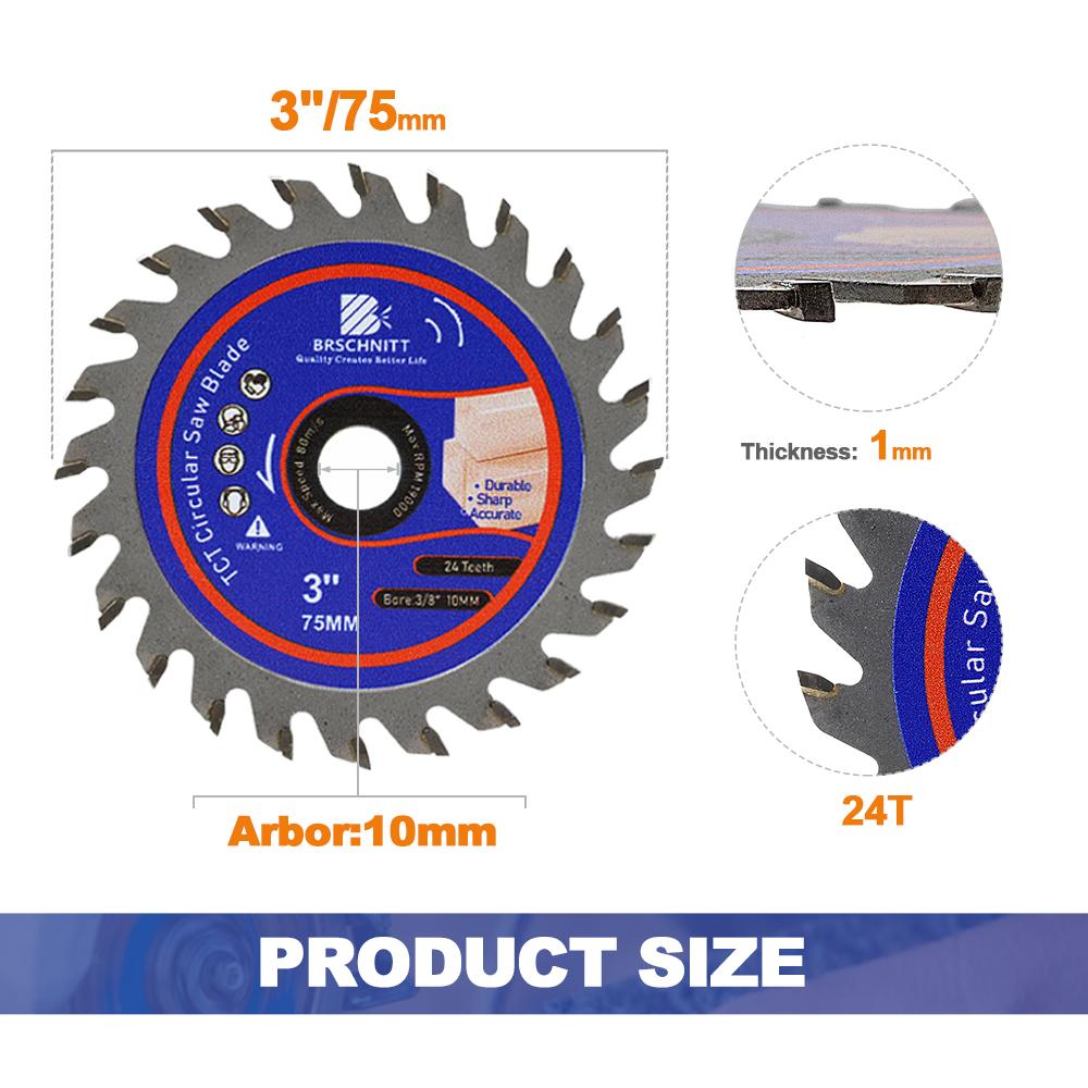 

BRSCHNITT- Диаметр режущего диска 75 мм, 85 мм, пилы для деревообработки, оправка 15 мм, пильное полотно для пластика, древесные композиты, 1 шт. Диск
