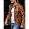 European and American men's PU leather jacket stand-up collar locomotive leather jacket casual slim trendy jacket men's