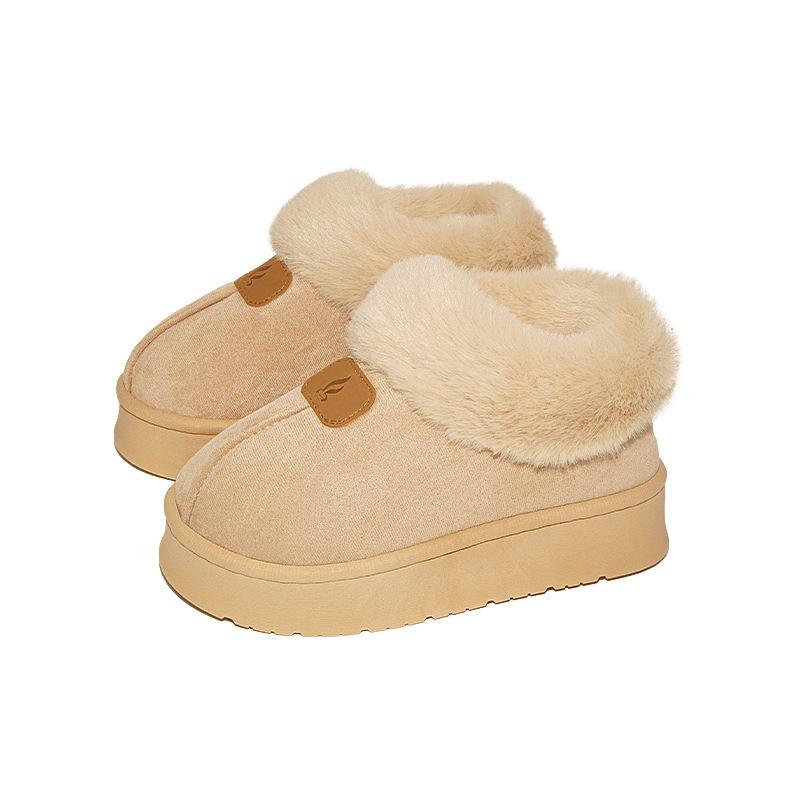 Autumn and winter velvet warm home cotton shoes thick-soled non-slip wool mouth wear cotton slippers