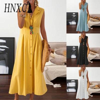 A-Linien-Kleid, elegantes Beauty-Damenkleid, einreihiges langes Kleid mit großem Saum, einfarbig