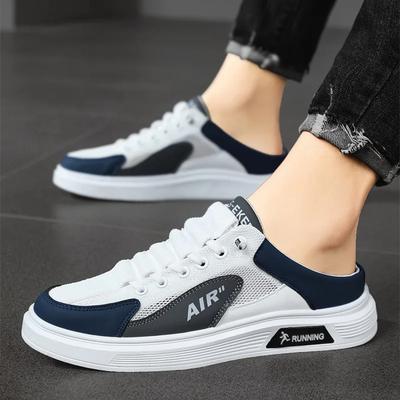 Modne męskie buty półkapcie letnie wsuwane siatkowe buty bez obcasa platforma nosek z dziurką modne codzienne modne wszechstronne buty