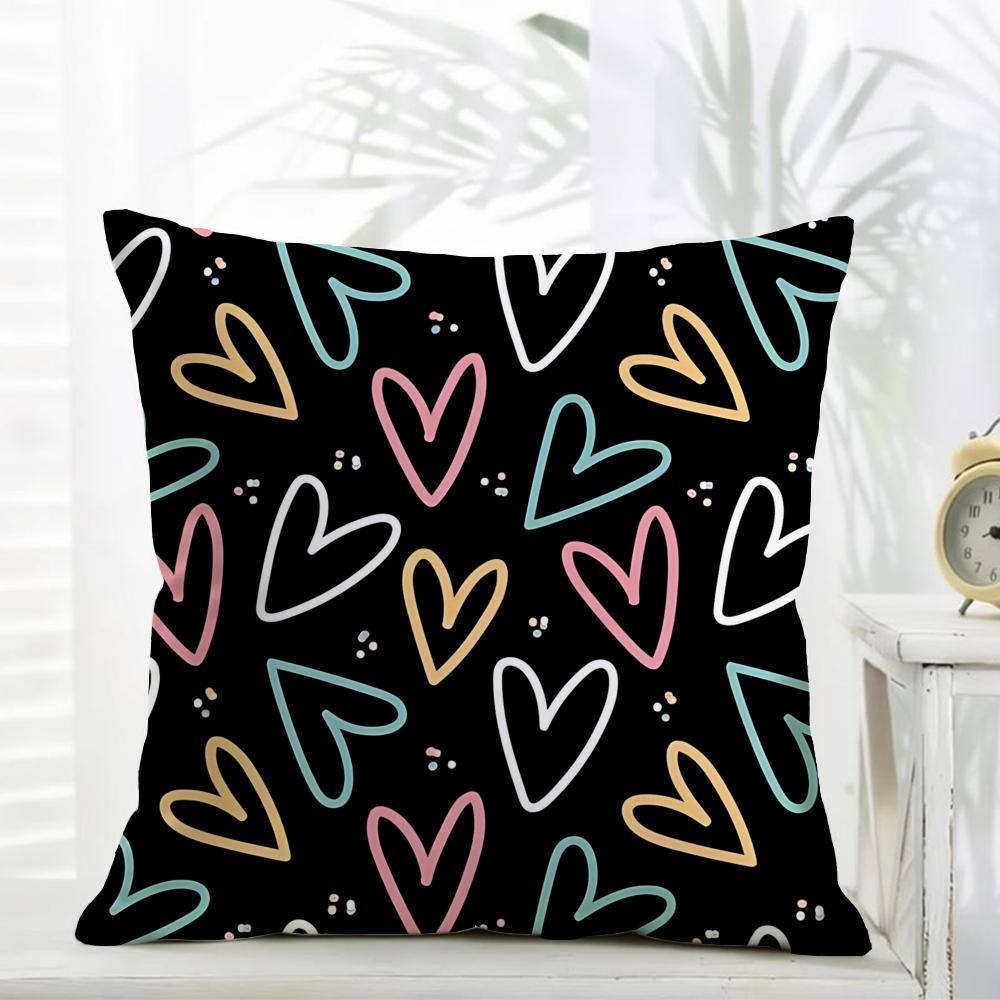 Fashion Love Heart Cushion Cover Comfort Daily Washable Linen Soft for Sofa Bed Home Room Decor