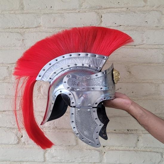 Romersk Soldat Centurionhjälm Graverad Stålreplika för Cosplay Heminredning