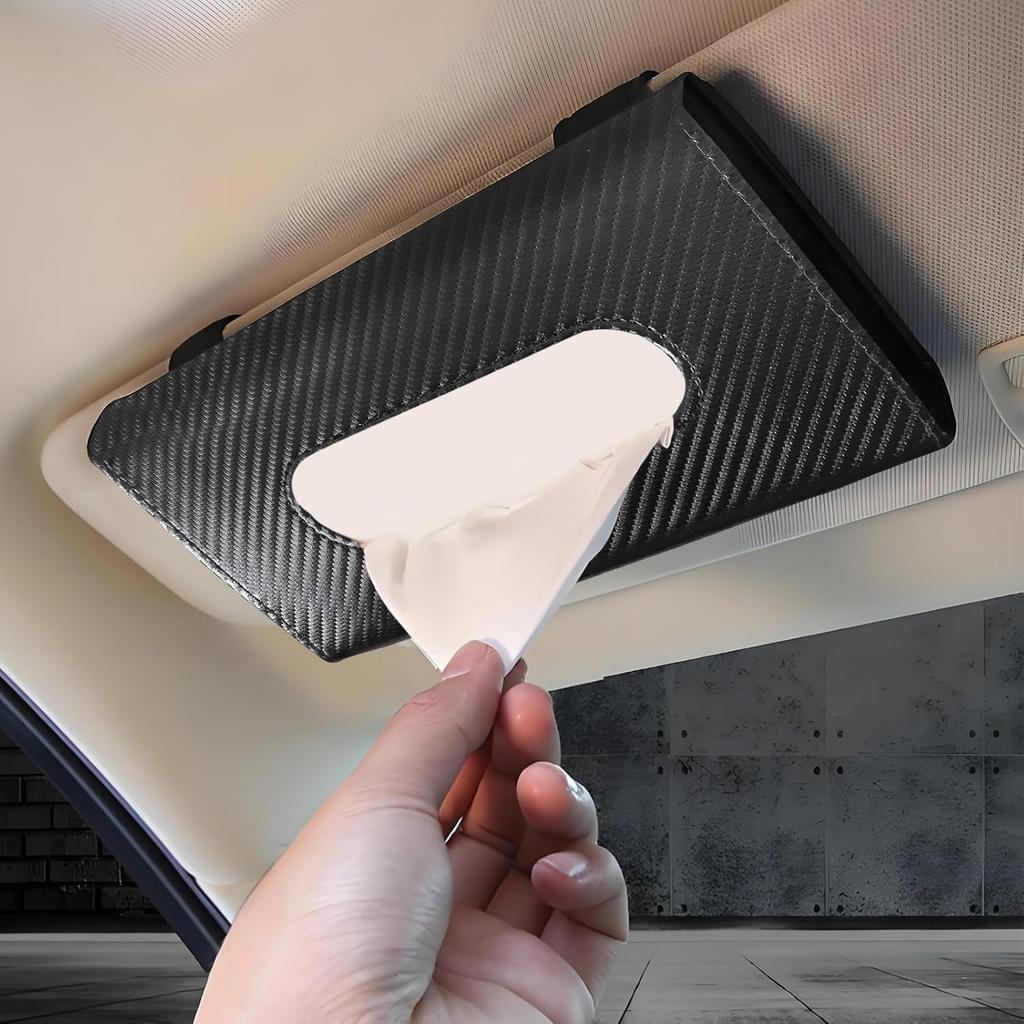 Car Tissue Holder, Leather Tissue Holder For Car Sun Visor, Rectangular Auto Sun Visor Napkin Holder Mask Dispenser, Universal Vehicle Tissue Box Sun