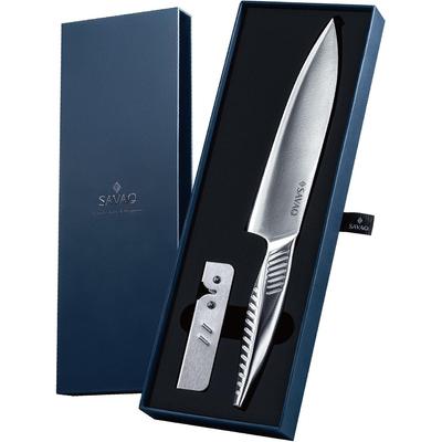 By a Professional SAVAQ Authentic Santoku Knife Sharpener Set All Stainless Dishwasher Safe Santoku Knife [Supervised Chef] & 2-Piece - Steel,