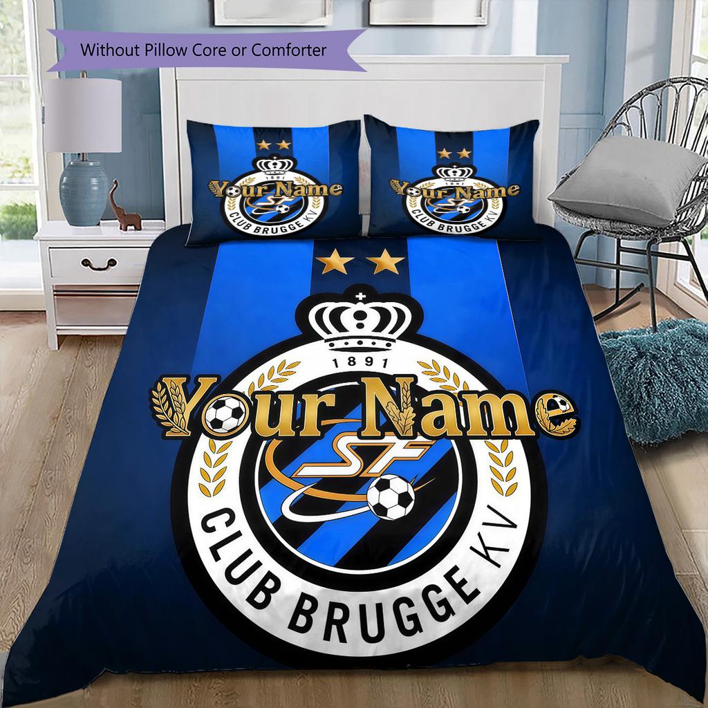 Club Brugge Kv Custom Name Pattern Bedding Quilt Set Quilt Cover Pillowcase Home Birthday Gift(1 * Duvet Cover + 2 * Pillowcase, Without Core)