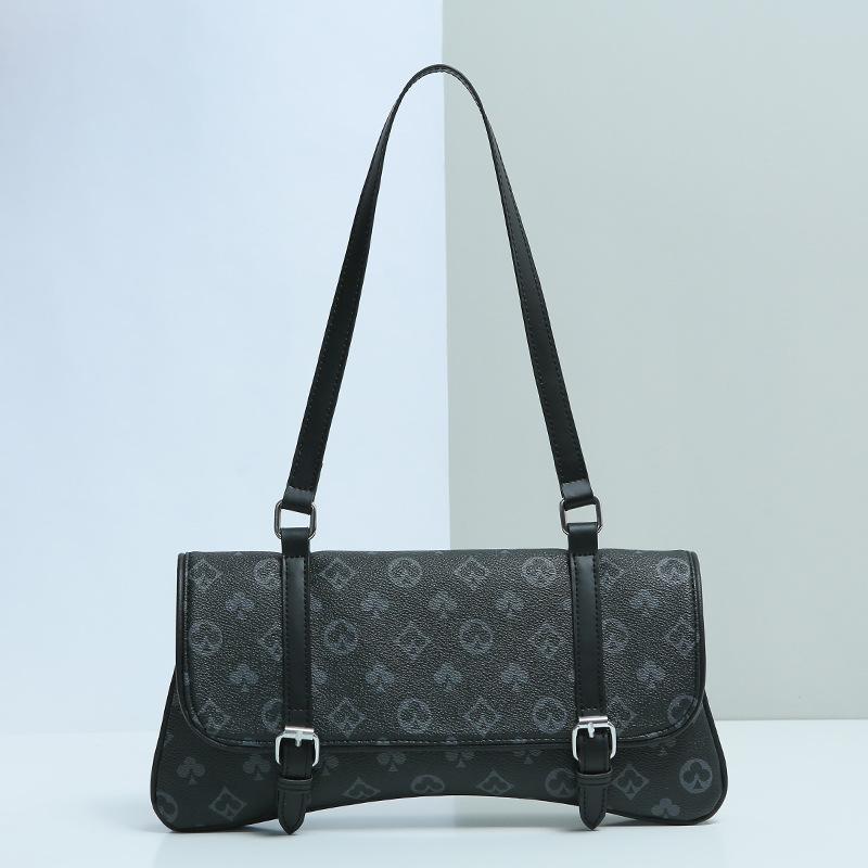 Spring and summer new women's bags, high-end playing card printed armpit bags, retro contrasting color chains, shoulder messenger bags.