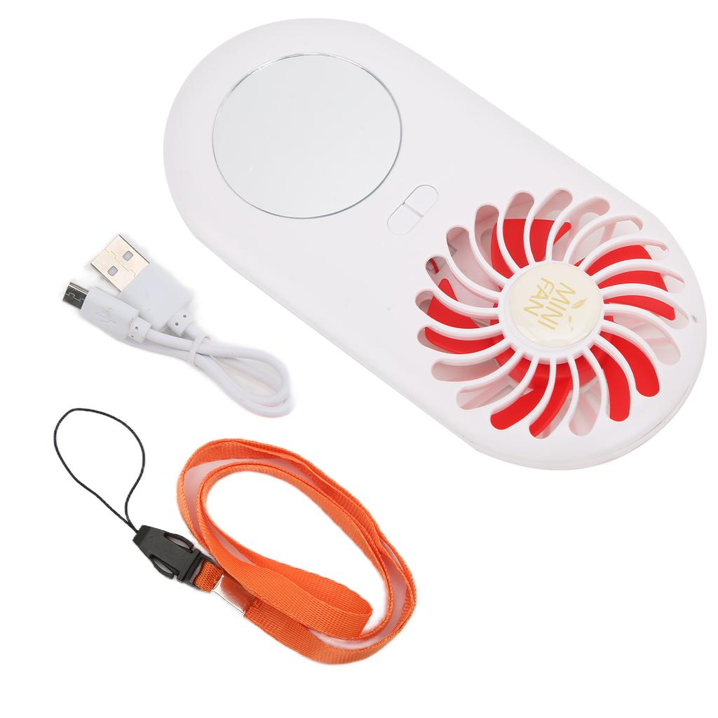 Handheld Fan with Mini Mirror Portable Rechargeable USB Fan for Kids Girls Woman ManRed