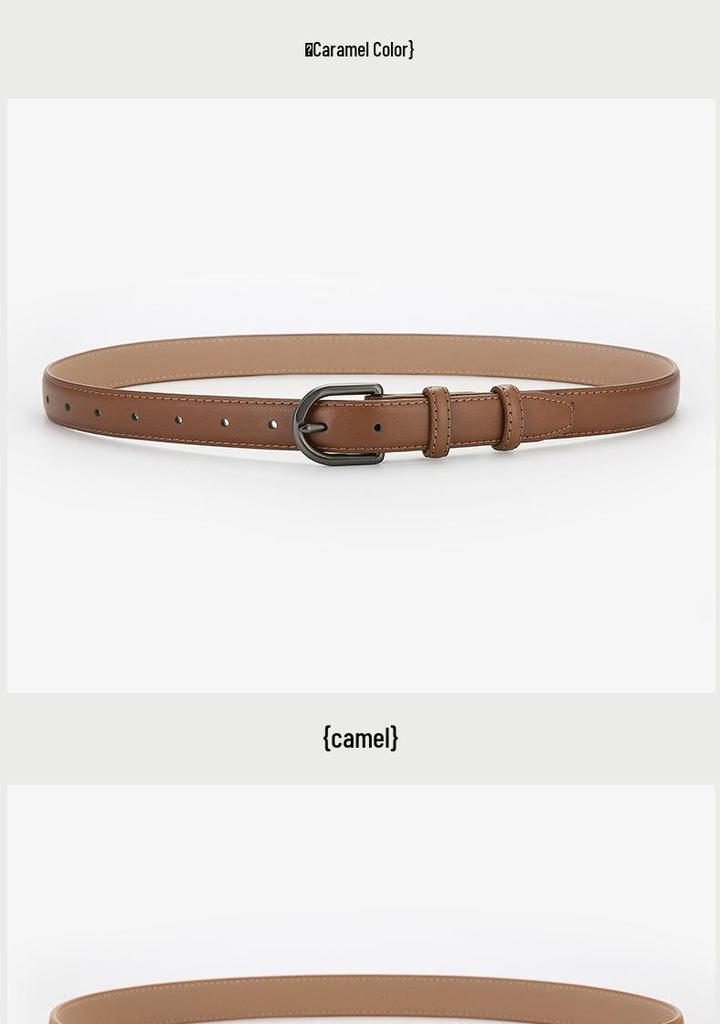 Women's Designer Versatile Black Leather Belt - Genuine High-Grade Cowhide, Unisex, Perfect for Jeans.