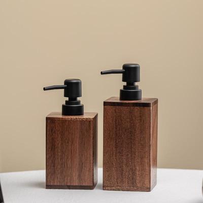 Wooden Soap Dispenser Refillable Hand Sanitizer Pump Bottle for Modern Bathroom Kitchen Home Decor Accessory
