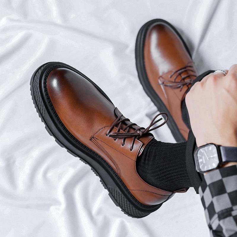 Leather Shoes Men'S Fashion Foot Cover Doudou Shoes Soft Surface Casual British Style Round Head Youth Loafers 4506-R