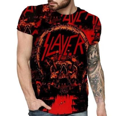 Najnovšie pánske tričko s 3D potlačou Neformálne pánske tričko s krátkym rukávom a výstrihom Slayer Hip-hop Funny Unisex tričko s lebkou