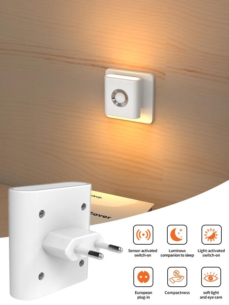 

Dual Head Body Sensor Night Light EU Plug 180° Wide Angle Lighting Corridor Staircase Bedside Lamp Installation Free