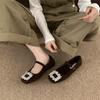 Flat bottom retro suede square head single shoes women's shoes new thin velvet Mary Jane wear commuter shoes