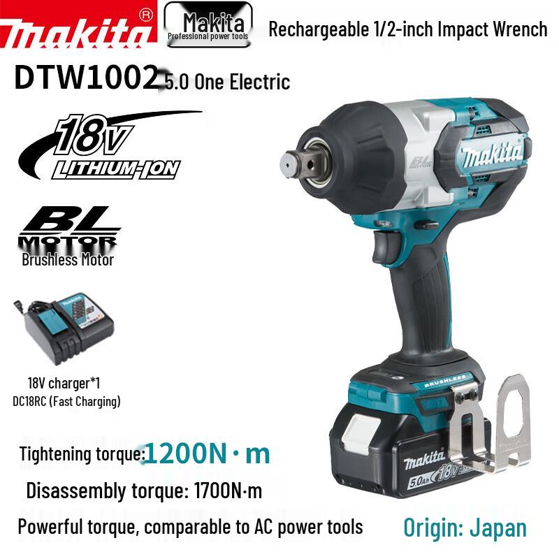 Makita 18V Cordless Brushless Impact Wrench DTW1002 Series CN plug (adapter included)