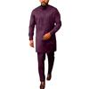 2026 Men's African Ethnic Beaded Solid Color 2-Piece Casual Suit Set