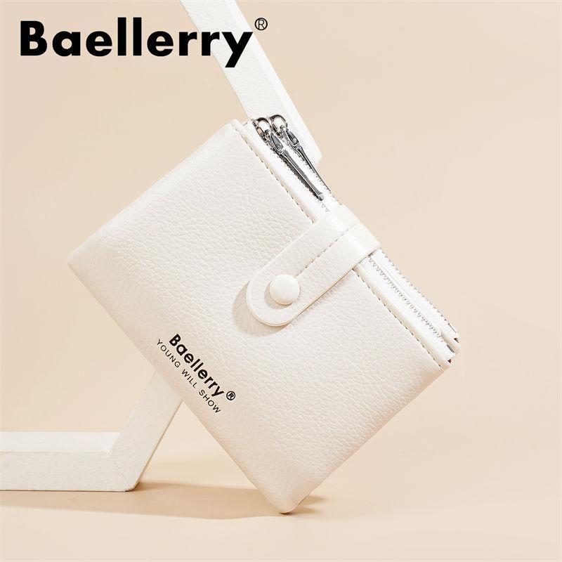 Baellerry Women Fashion Short Wallets Casual Tri-fold Coin Purse Double Zipper Card Holder Purses GZW