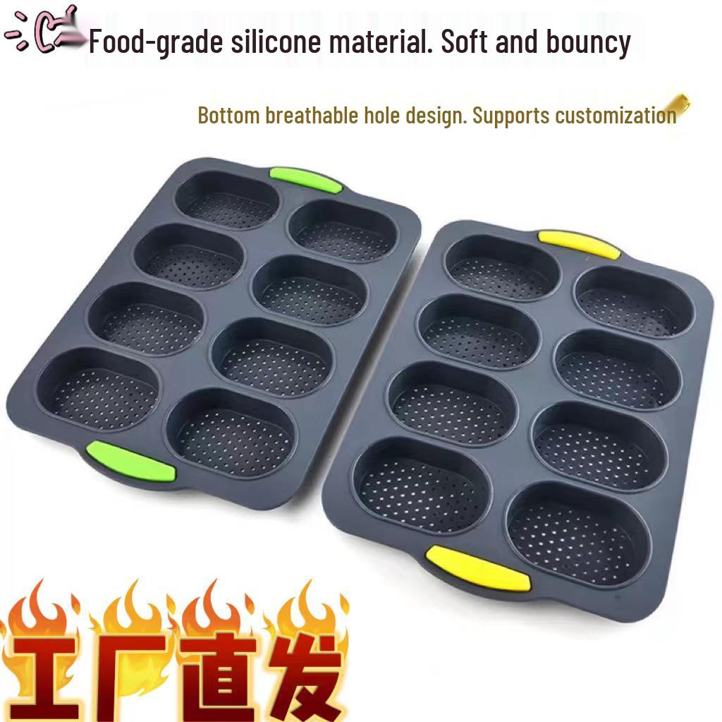 Stampo per Torta Ovale in Silicone per Uso Alimentare - Strumento per la Cottura del Pane Francese Antiaderente a 8 Griglie.