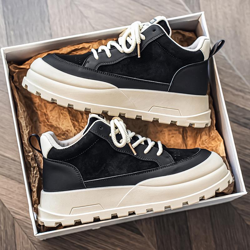 

High Top Men s Shoes 2026 Thick Sole Height Increasing Popular Trend Teenagers Versatile Sports Leisure Board Men 41 Standard Sports Code чорний