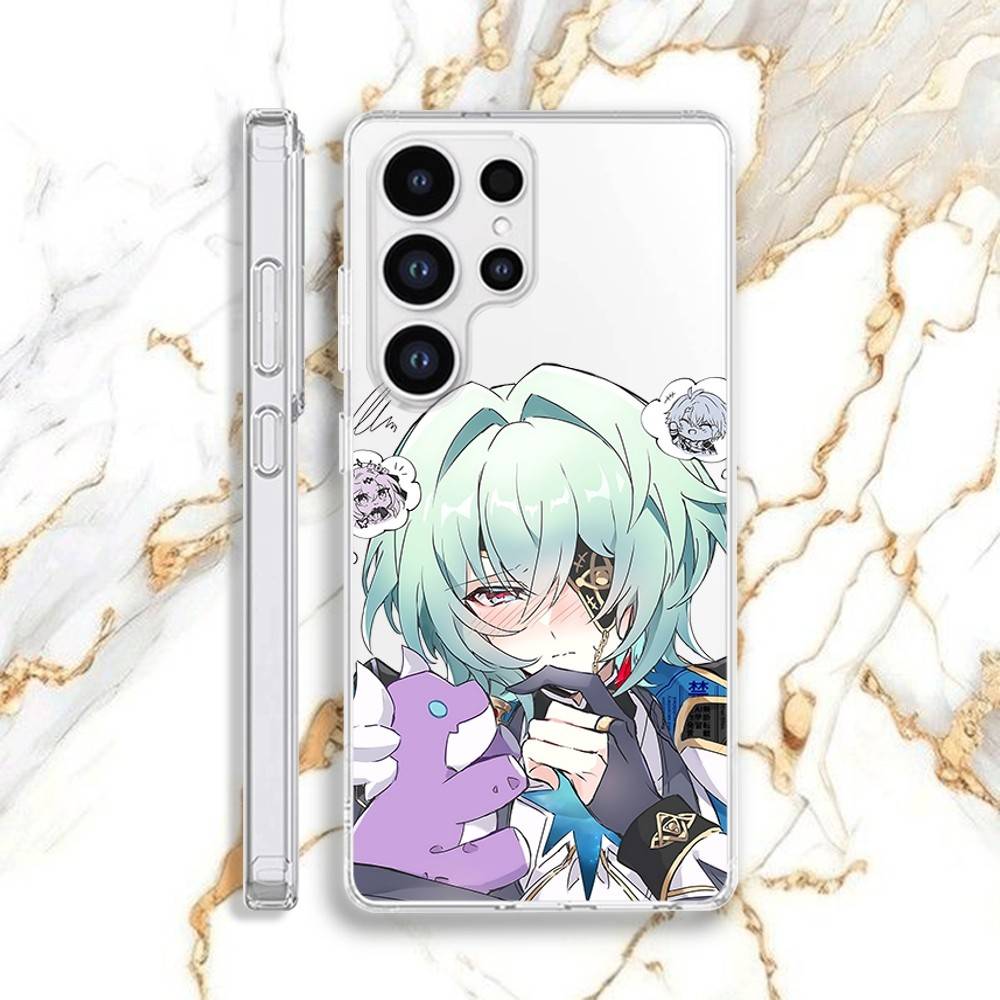 Anaxa Honkai Phone Case For Samsung S30,23,21,22,20, FE lite,S10,9,8,7 PIus Note20ultra Soft Transparent