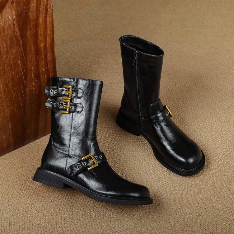 

Корейская версия женских однотонных рыцарских ботинок на низком каблуке с круглым носком, новые ботильоны на квадратном каблуке, удобная боковая молния, осень и зима во 39