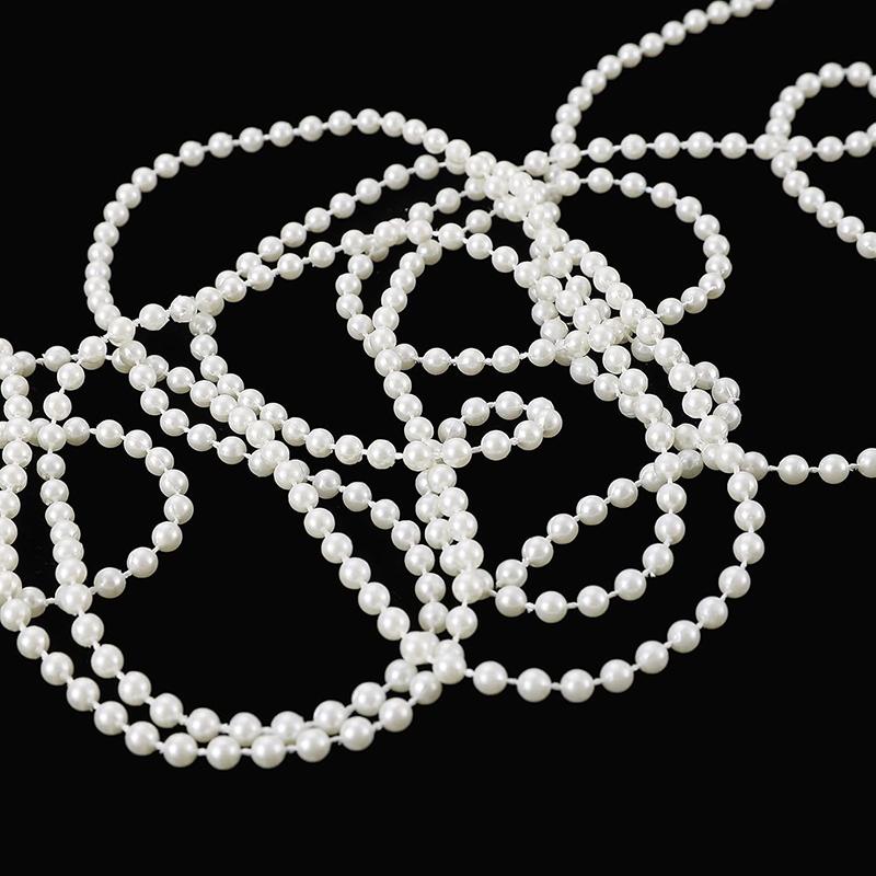 5M/Lot Mini Imitation Pearl Beads Chain 4/5/6mm Garland Pearl Beads For Wedding Party Decor Bridal Bouquet Chandelier DIY TMZ