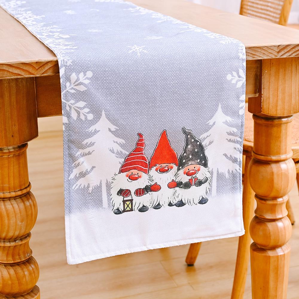 

Beautifully Christmas Crafted Table Flag Combining Cozy Forest Santa And Snowflake Patterns For Home Decor Forest Snow Table B