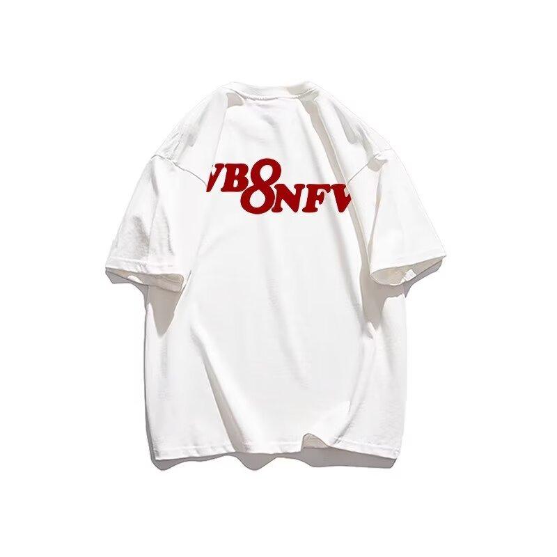 

Футболка с короткими рукавами, модная брендовая свободная футболка для пар, унисекс, футболка с половиной рукавов, топ 2024 3XL белый