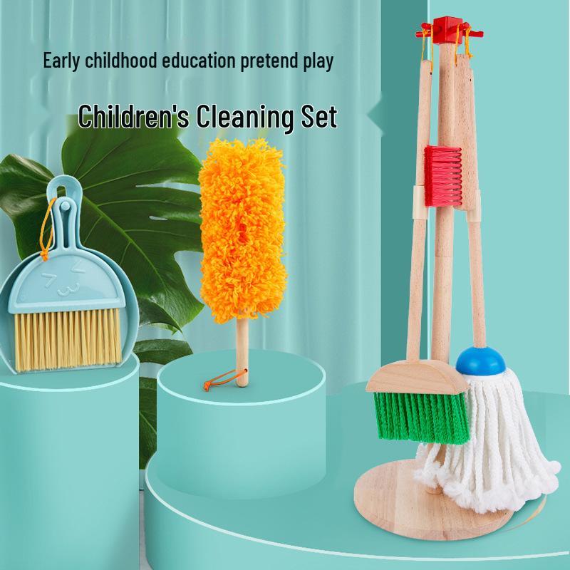 Kids' Wooden Cleaning Play Set: Broom, Mop & Tools for Early Learning
