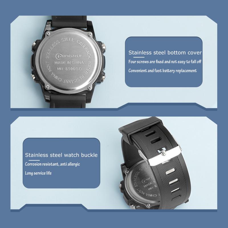 UTHAI GB05 Men's Electronic Watch Youth Student Sports Wristwatch Waterproof Alarm Clock Big Dial Digital Multifunction Watches