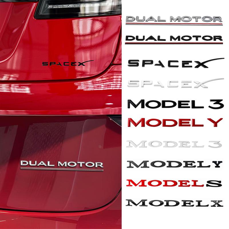 DUAL MOTOR Underlined Letters Emblem For Tesla Model X Model Y Model 3 Model S Car Styling High Performance Trunk Badge Sticker