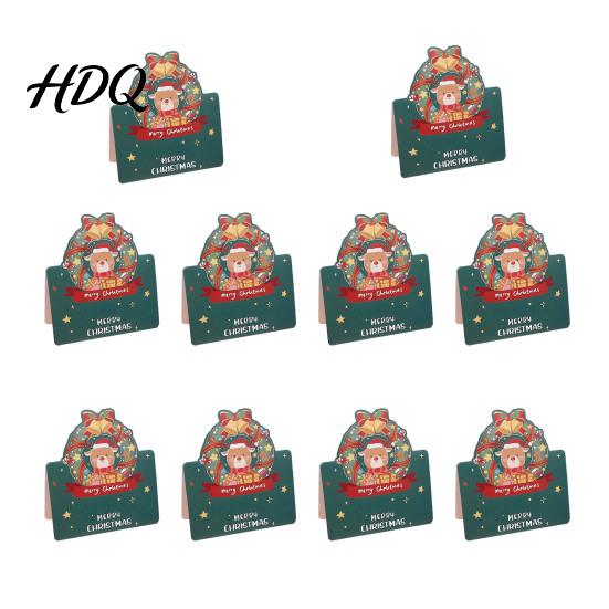 Holiday Souvenirs 10 Pcs 3D Christmas Greeting Card Cute Tree Santa Snowman Claus Cards Wreath Design for Festive Messages Wishes
